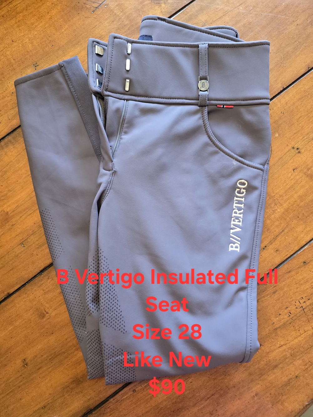 B Vertigo Women's Insulated Full-Seat Breeches- Gray
